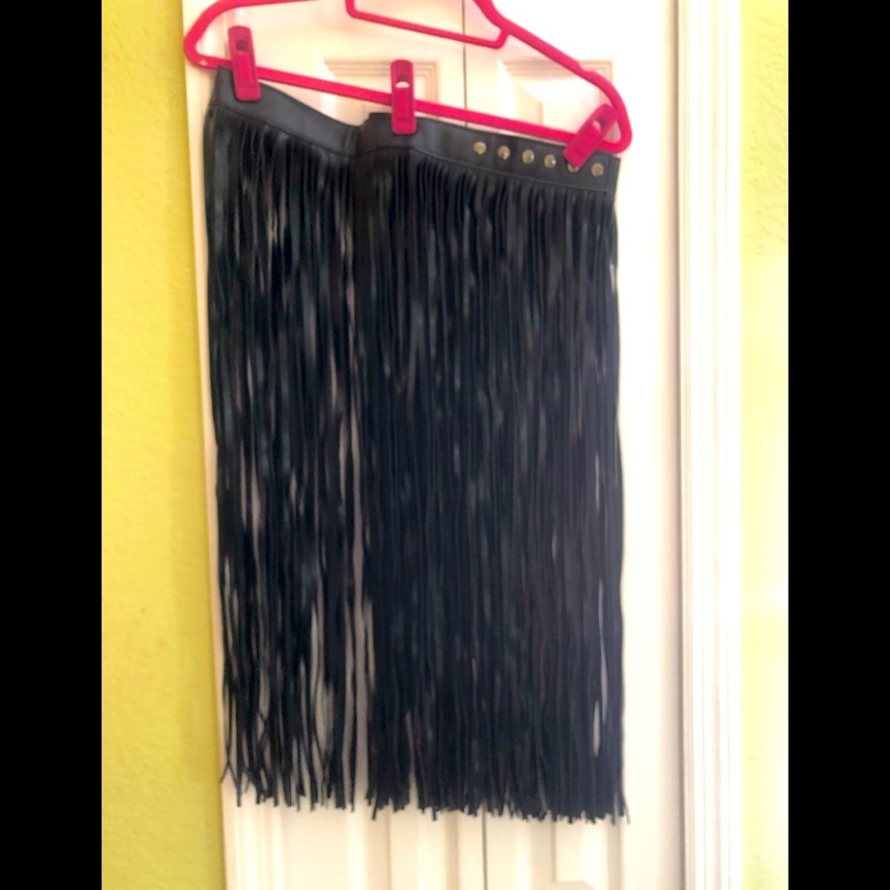 Leather fringe belt/skirt